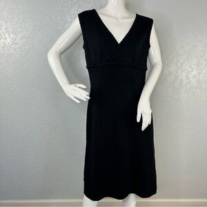 St. John Evening Black Sleeveless Santana Knit Dress Size 4 HAS HOLES